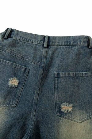 Concert Outfit Camouflage Patchwork Workwear Straight Jeans