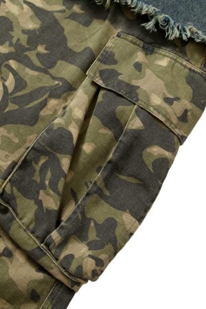 Concert Outfit Camouflage Patchwork Workwear Straight Jeans