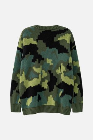 Concert Outfit Camouflage Print Sweater