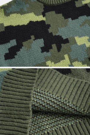 Concert Outfit Camouflage Print Sweater