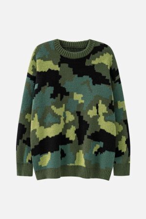 Concert Outfit Camouflage Print Sweater