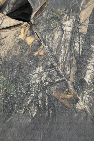 Concert Outfit Camouflage Print Zip-Up Hoodie