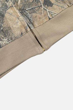 Concert Outfit Camouflage Print Zip-Up Hoodie