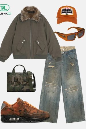 Concert Outfit Camouflage Sagging Jeans