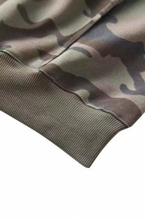 Concert Outfit Camouflage Sequin Letter Pattern Zipper Hoodie