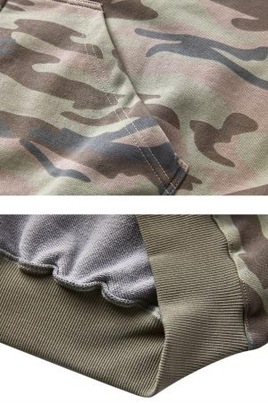 Concert Outfit Camouflage Sequin Letter Pattern Zipper Hoodie