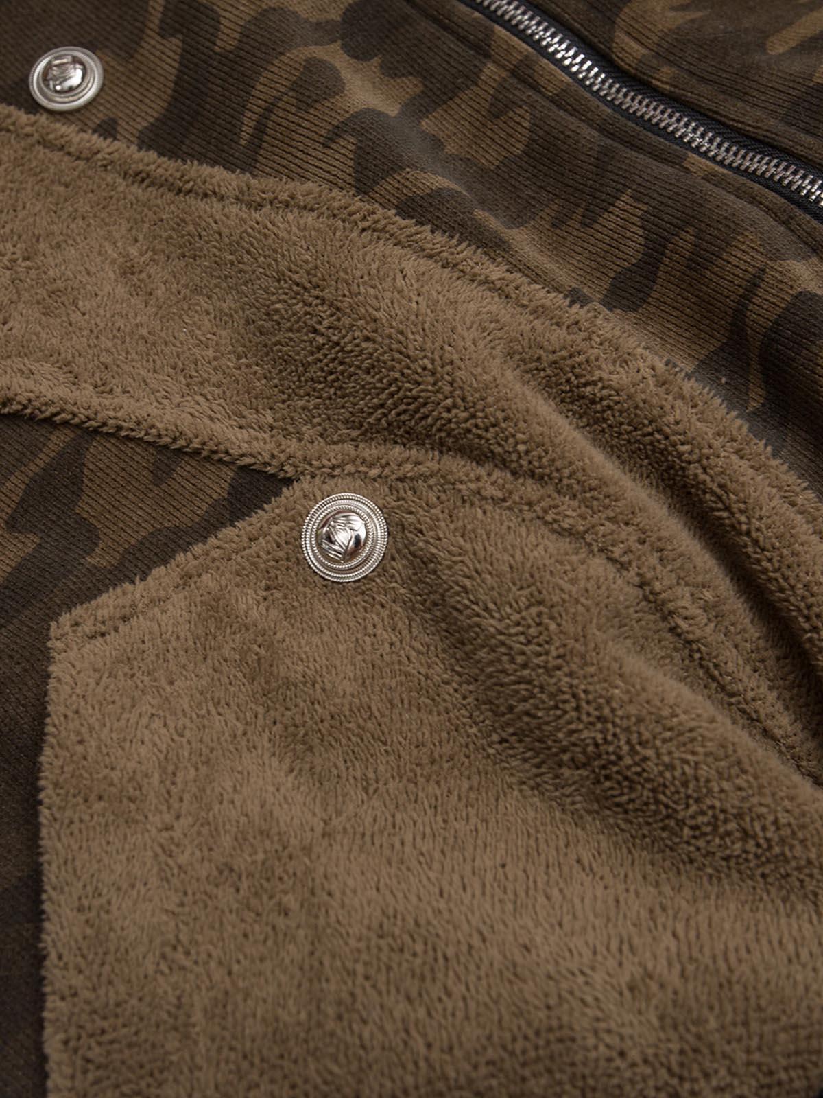 Concert Outfit Camouflage Spliced Fur Hooded Fleece Jacket Concert Outfit Camouflage Spliced Fur Hooded Fleece Jacket