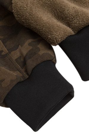 Concert Outfit Camouflage Spliced Fur Hooded Fleece Jacket