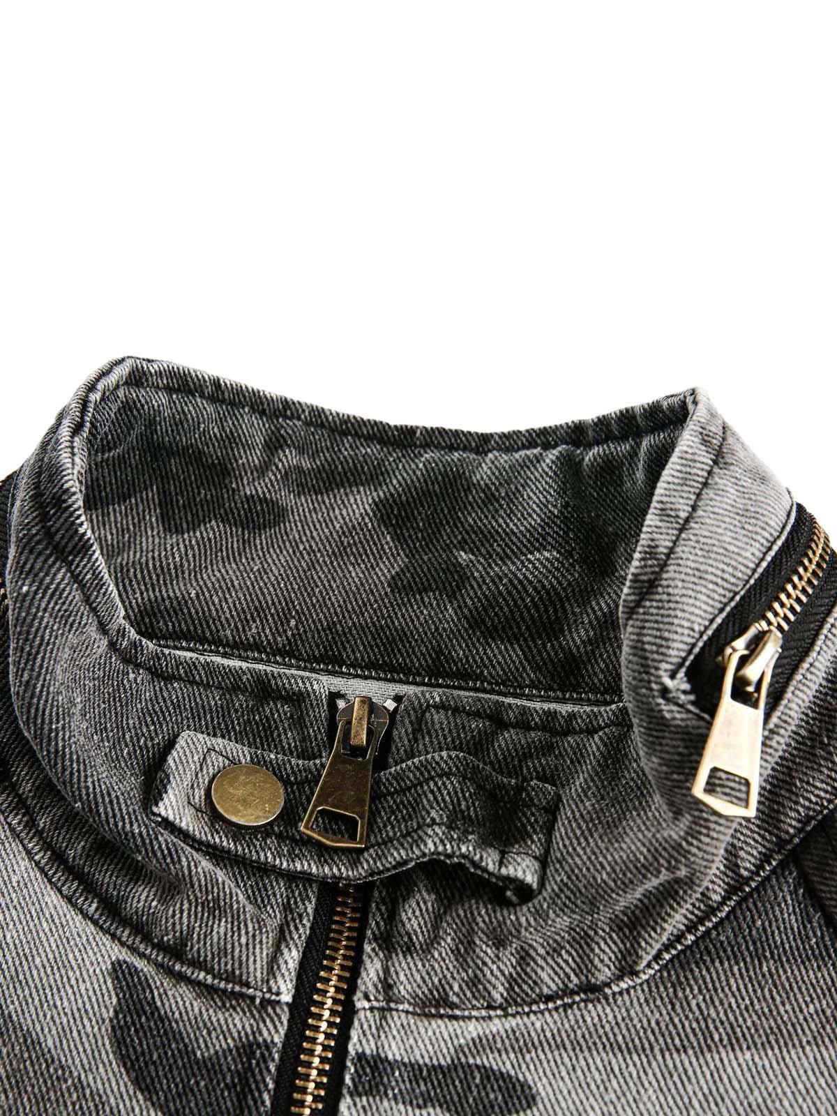 Concert Outfit Camouflage Stitching Stand Collar Military Jacket Concert Outfit Camouflage Stitching Stand Collar Military Jacket