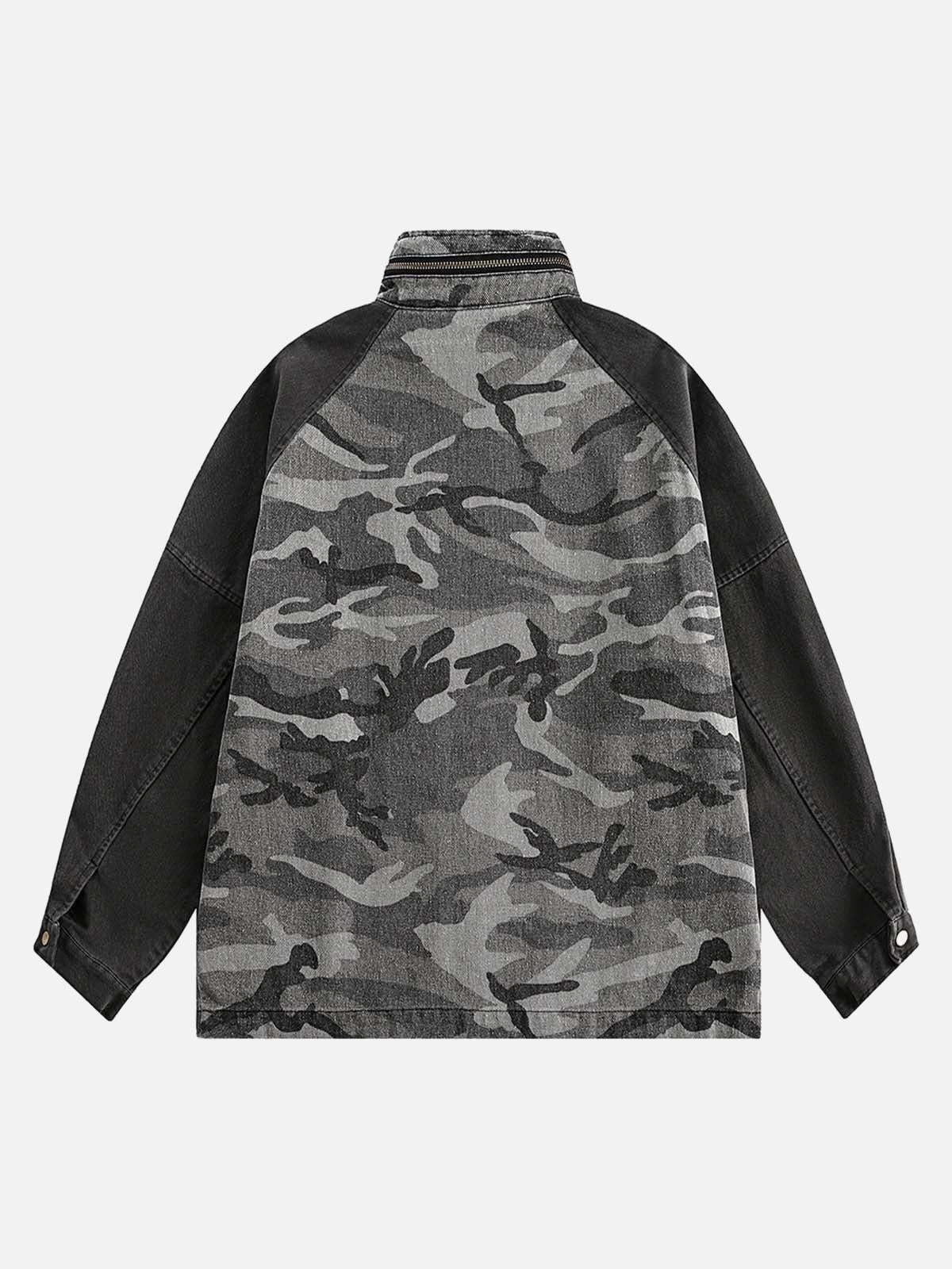 Concert Outfit Camouflage Stitching Stand Collar Military Jacket Concert Outfit Camouflage Stitching Stand Collar Military Jacket