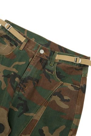 Concert Outfit Camouflage Structured Pleated Pants