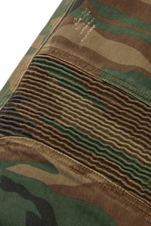 Concert Outfit Camouflage Structured Pleated Pants