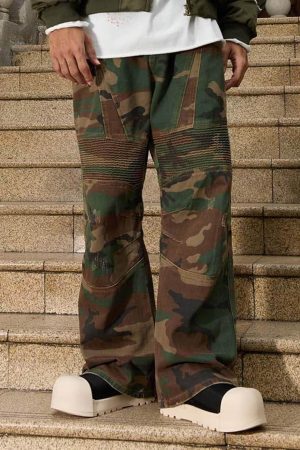 Concert Outfit Camouflage Structured Pleated Pants