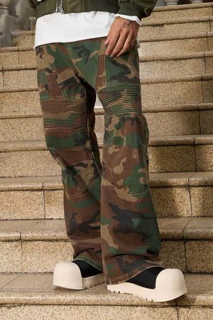 Concert Outfit Camouflage Structured Pleated Pants