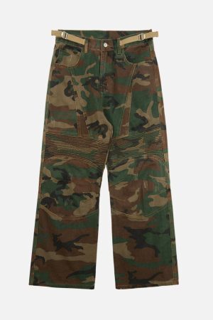 Concert Outfit Camouflage Structured Pleated Pants
