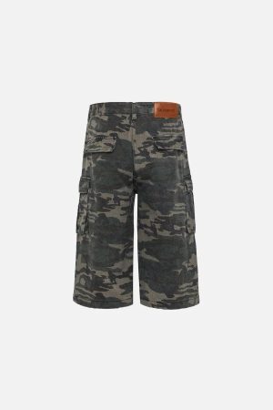 Concert Outfit Camouflage Wrinkle Longline Jorts