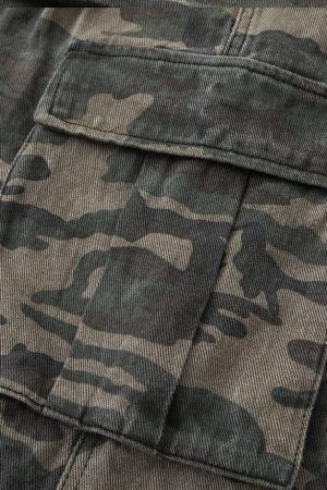 Concert Outfit Camouflage Wrinkle Longline Jorts