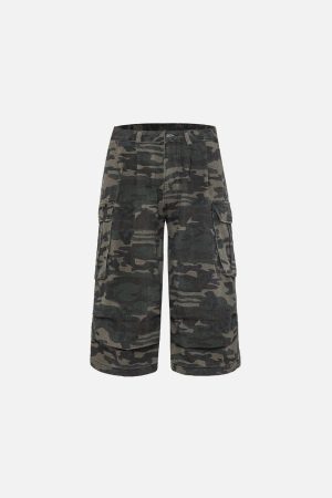 Concert Outfit Camouflage Wrinkle Longline Jorts