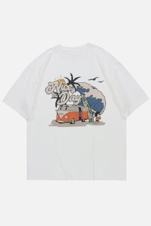 Concert Outfit Cartoon Car Print Tee