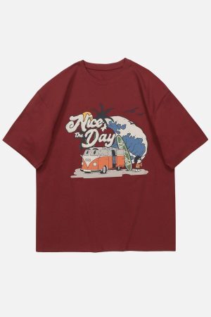 Concert Outfit Cartoon Car Print Tee