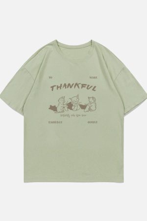 Concert Outfit Cartoon Fox Print Tee