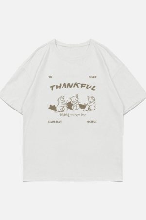 Concert Outfit Cartoon Fox Print Tee