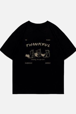 Concert Outfit Cartoon Fox Print Tee