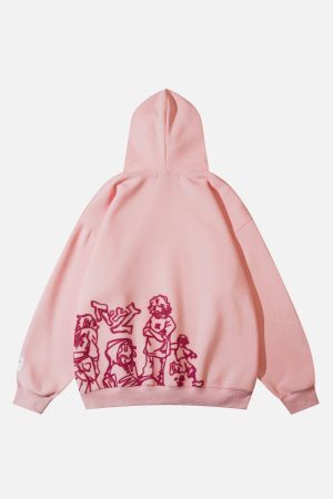 Concert Outfit Cartoon Line Character Print Hoodie