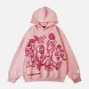 Concert Outfit Cartoon Line Character Print Hoodie