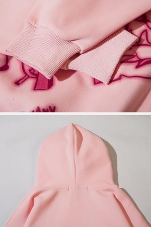 Concert Outfit Cartoon Line Character Print Hoodie