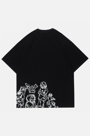 Concert Outfit Cartoon Line Character Print Tee