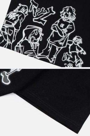 Concert Outfit Cartoon Line Character Print Tee