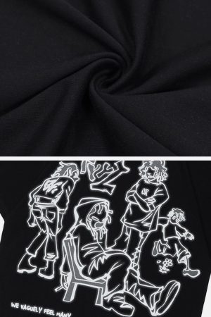 Concert Outfit Cartoon Line Character Print Tee