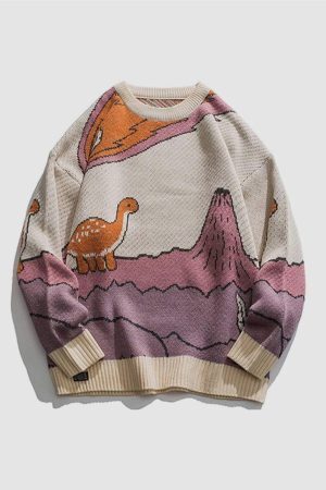 Concert Outfit Cartoon Little Dinosaur Knit Sweater