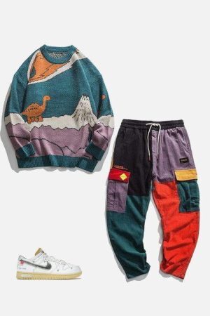 Concert Outfit Cartoon Little Dinosaur Knit Sweater