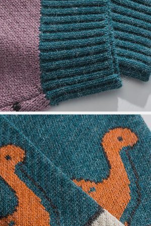 Concert Outfit Cartoon Little Dinosaur Knit Sweater