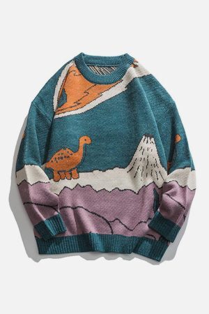 Concert Outfit Cartoon Little Dinosaur Knit Sweater