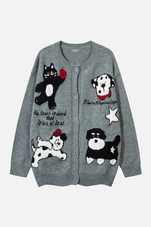 Concert Outfit Cartoon Pets Knitted Cardigan