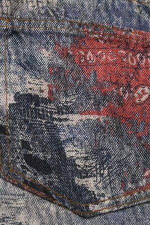 Concert Outfit Cashew Flower Digital Printed Imitation Jeans