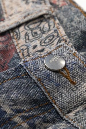 Concert Outfit Cashew Flower Digital Printed Imitation Jeans