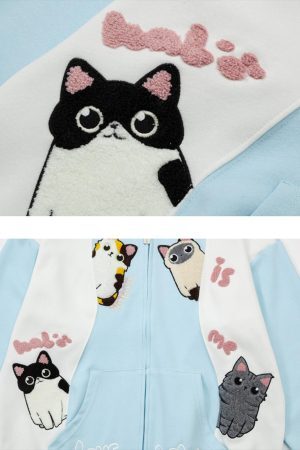 Concert Outfit Cat Contrast Color Hoodie