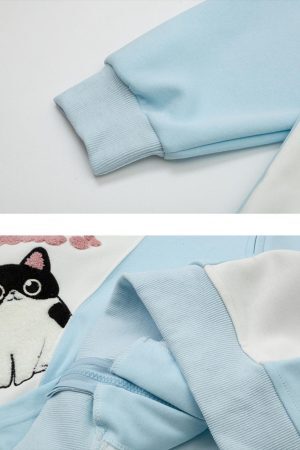 Concert Outfit Cat Contrast Color Hoodie