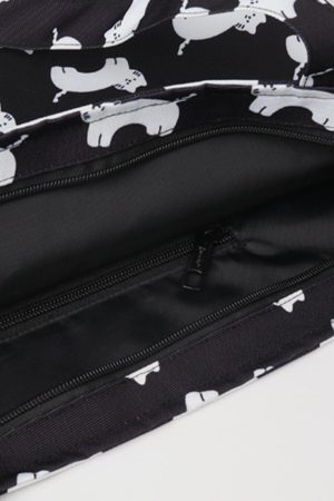 Concert Outfit Cat Print Canvas Shoulder Bag