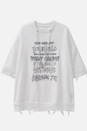Concert Outfit Chain Decoration Distressed Tee