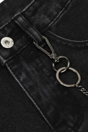 Concert Outfit Chain Design Big Pockets Cargo Jeans
