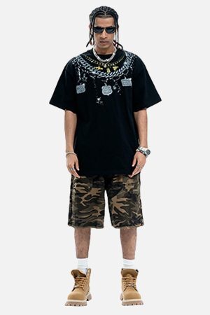 Concert Outfit Chain Print Crew Neck T-Shirt