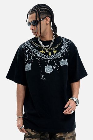Concert Outfit Chain Print Crew Neck T-Shirt
