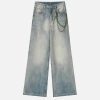 Concert Outfit Chain Washed Graphic Jeans