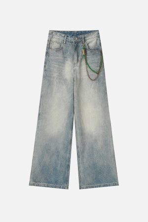 Concert Outfit Chain Washed Graphic Jeans