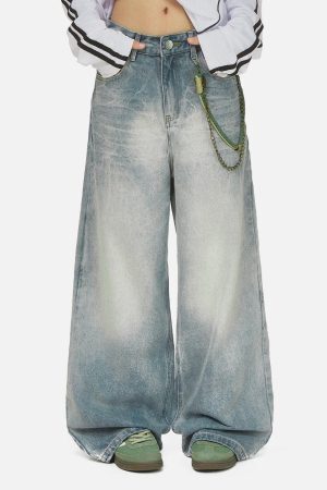 Concert Outfit Chain Washed Graphic Jeans